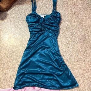 Wishes Wishes Wishes Teal Satin Dress